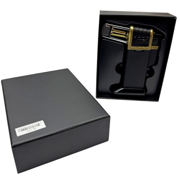 Профессиональная газовая горелка HL-557 - Острое пламя - Автоматическая - С пьезоподжигом - Китай - Черный/Золото