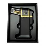 Профессиональная газовая горелка HL-557 - Острое пламя - Автоматическая - С пьезоподжигом - Китай - Черный/Золото