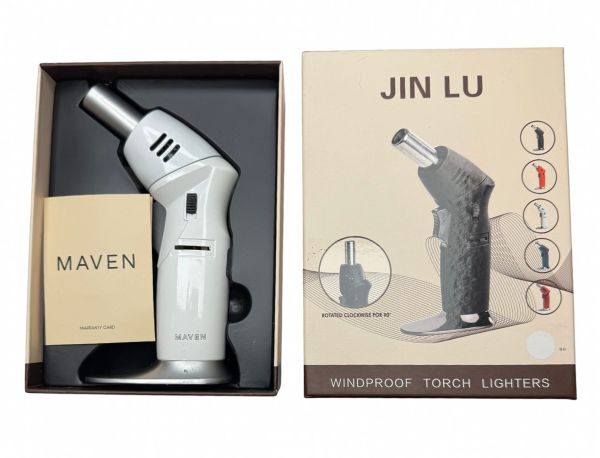 Профессиональная газовая горелка MAVEN HL-559 - Острое пламя - С пьезоподжигом - Автоматическая - Китай - Белый