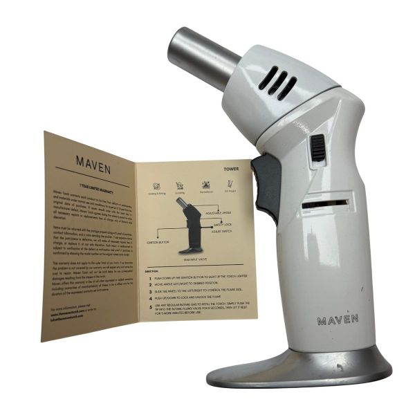 Профессиональная газовая горелка MAVEN HL-559 - Острое пламя - С пьезоподжигом - Автоматическая - Китай - Белый