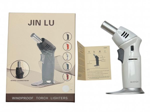 Профессиональная газовая горелка MAVEN HL-559 - Острое пламя - С пьезоподжигом - Автоматическая - Китай - Белый