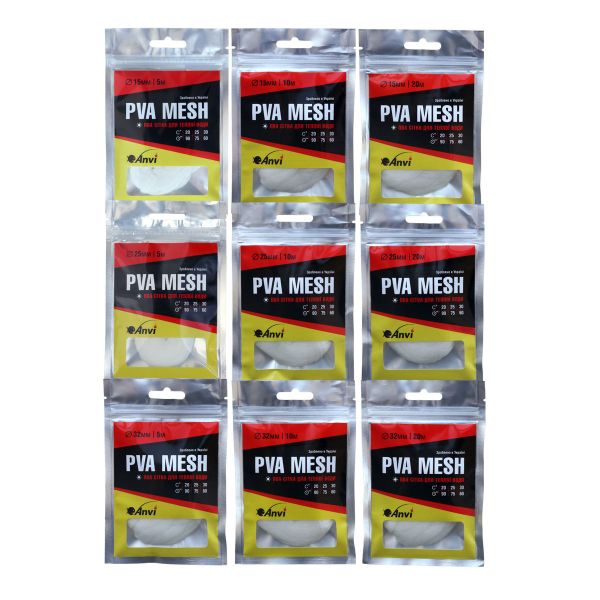 ПВА сітка Anvi PVA Mesh - Повільно розчинна - Для теплої води - Ø32 мм