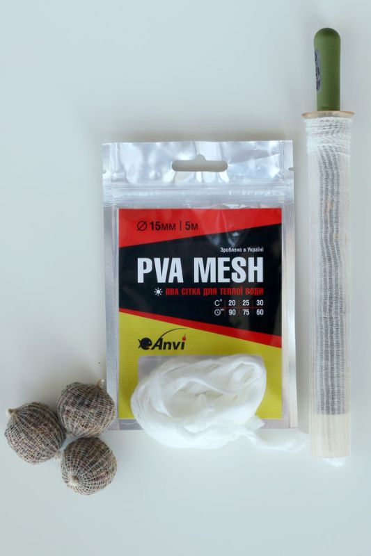 ПВА сітка Anvi PVA Mesh - Повільно розчинна - Для теплої води - Ø15 мм