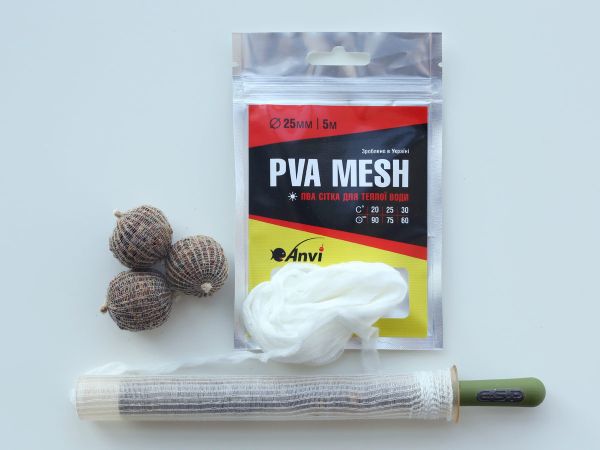 ПВА сітка Anvi PVA Mesh - Повільно розчинна - Для теплої води - Ø25 мм