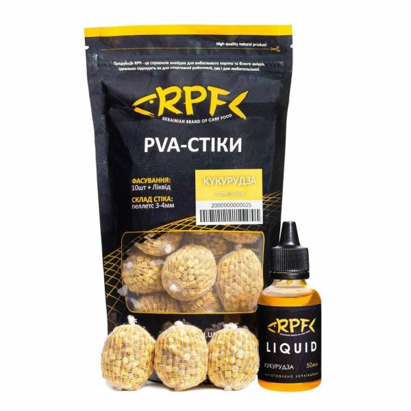 Готовые ПВА-стики RPF "Classic" (10 шт. х 20 г) + Ликвид 50 мл - Кукуруза