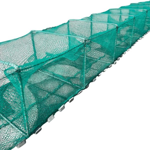 Раколовка гармошка Wolf №27 - 12,3 м - 34x24 см - Вічко 8 мм - 26 входів - Чорний/Зелений