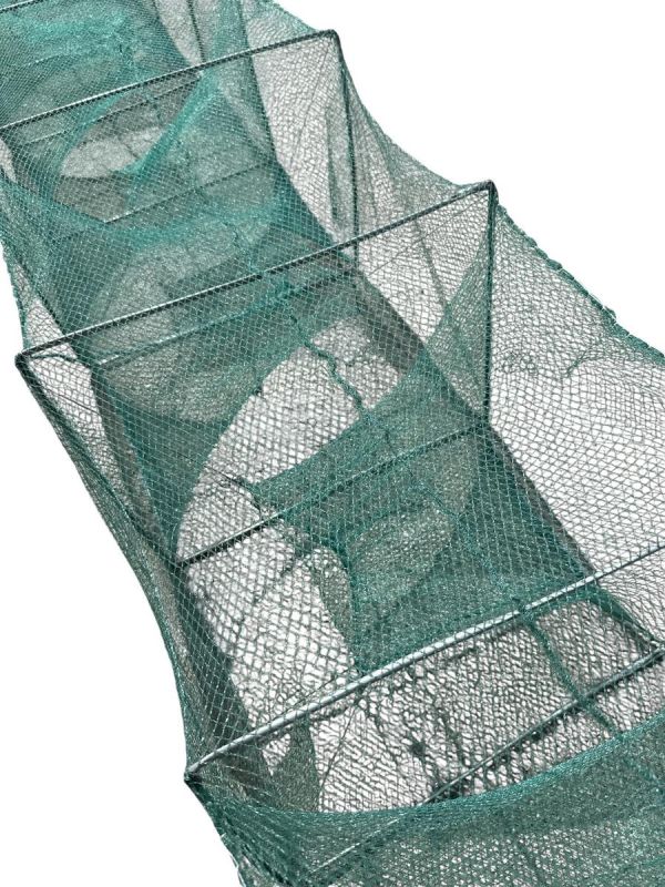 Раколовка гармошка Wolf №28 - 14 м - 43x33 см - Ячейка 6 мм - 24 входа - Зелёный