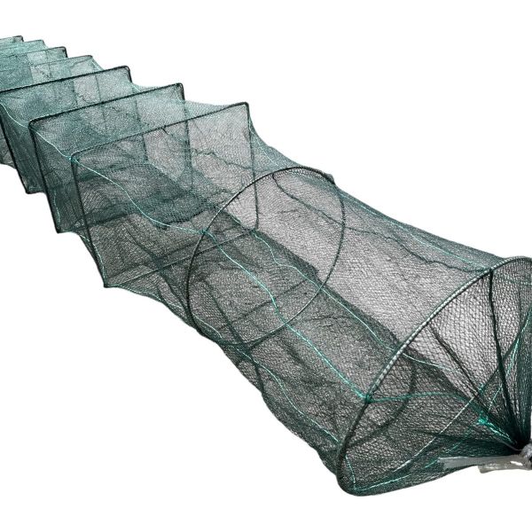 Раколовка гармошка Wolf №32 - 6 м - 43x33 см - Ячейка 5 мм - 8 входов - Зелёный