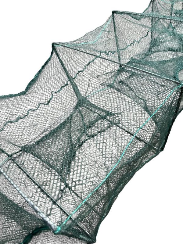 Раколовка гармошка Wolf №32 - 6 м - 43x33 см - Ячейка 5 мм - 8 входов - Зелёный