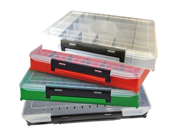 Коробка рибальська для приманок - 21 вічко - 30x20x4.5 см - Одностороння - Чорно-прозорий