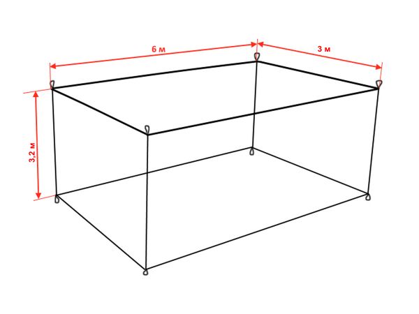 Садок прямоугольный для развода зарыбка (сетная камера), разведения и хранения рыбы (рыбная полка)