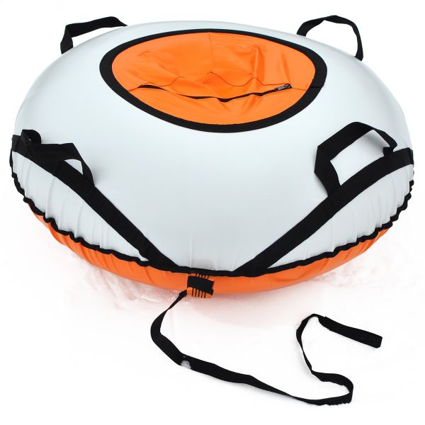 Санки надувные ПВХ - Тюбинг - Ватрушка - Ø100 см - Бело-оранжевый