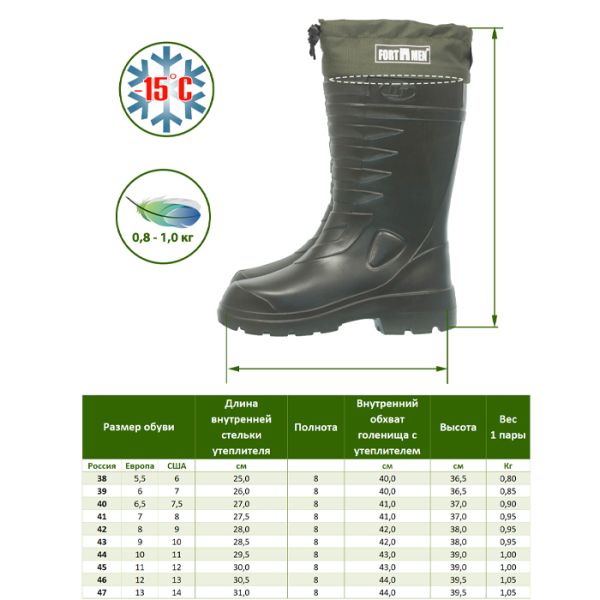 Сапоги мужские утепленные с манжетой "Козырь" - ЭВА - арт. 31(СЕ)350УМ - Оливка