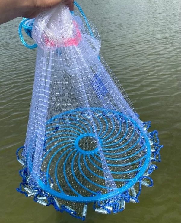 Кастинговая сеть, парашют с кольцом Фрисби - 2 м - Ячейка Ø12 мм - Леска