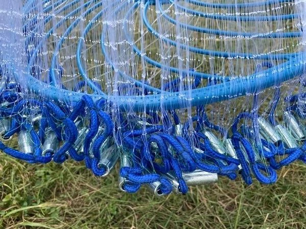 Кастинговая сеть, парашют с кольцом Фрисби - 2 м - Ячейка Ø12 мм - Леска