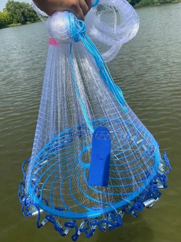 Кастинговая сеть, парашют с кольцом Фрисби - 2 м - Ячейка Ø12 мм - Леска