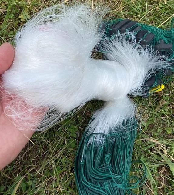 Сітка рибальська тристінна - Вшитий вантаж - Жилка Ø0,20 мм - 5x100 м - Поплавець 60 мм - Білий