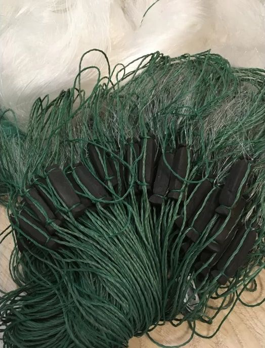 Сітка рибальська тристінна - Вшитий вантаж - Жилка Ø0,20 мм - 5x100 м - Поплавець 60 мм - Білий