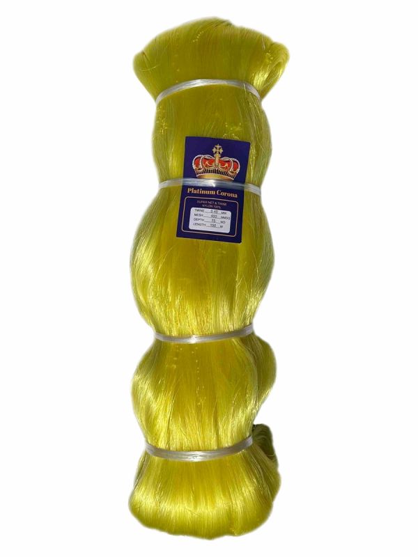 Сетеполотно поріжне Platinum Corona - Рибальська лялька -Жилка  Ø0,40 мм - Жовтий - Висота 75 вічок - Довжина 150 м