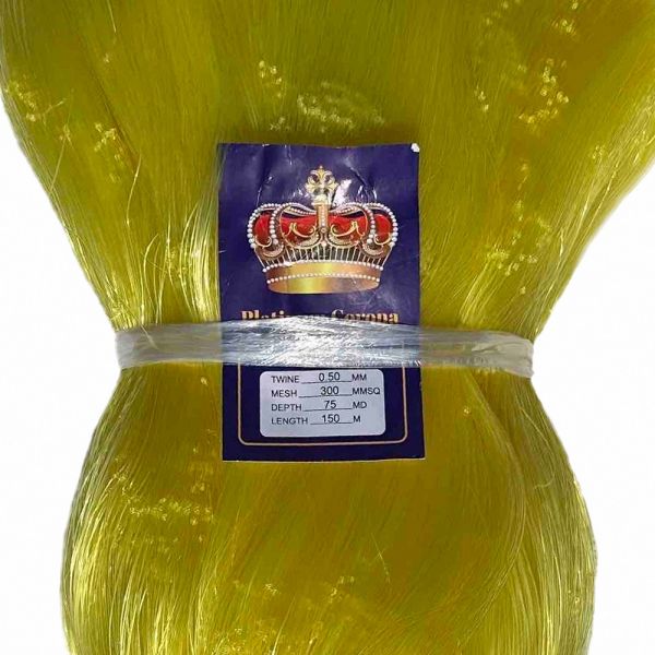 Сетеполотно порежное Platinum Corona - Рыболовная кукла - Леска Ø0,50 мм - Желтый - Высота 75 ячеек - 150 м