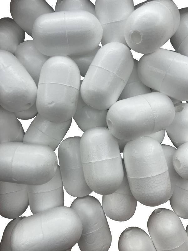 Поплавок для рибальських сіток №10 – Ø33 мм – L 58 мм – Отвір Ø8 мм – Білий