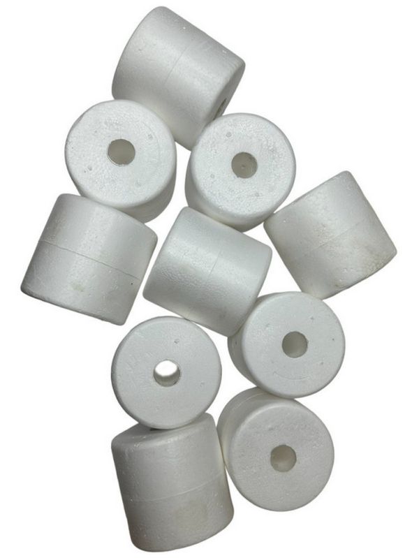 Поплавок для рибальських сіток №20 - Ø75 мм - L 65 мм - Отвір Ø18 мм - Білий