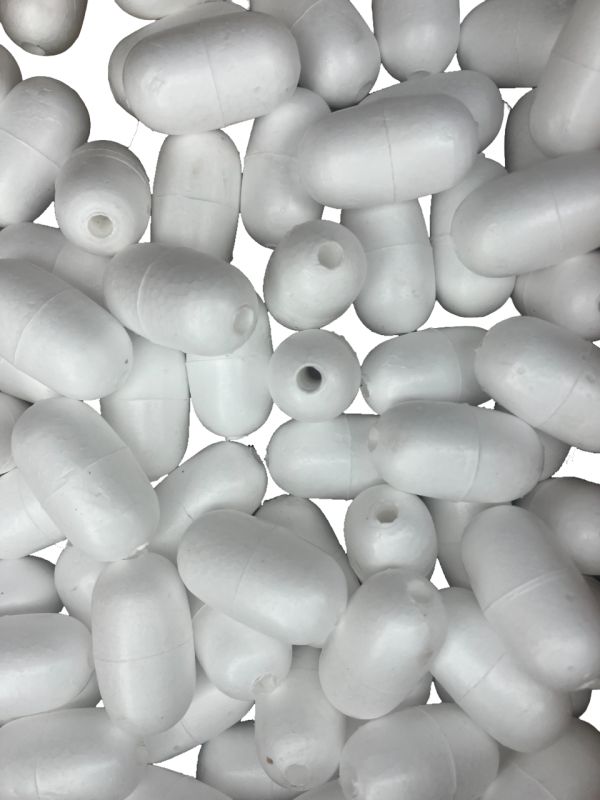 Поплавок для рибальських сіток №6 - Ø25 мм - L 46 мм - Отвір Ø6 мм - Білий