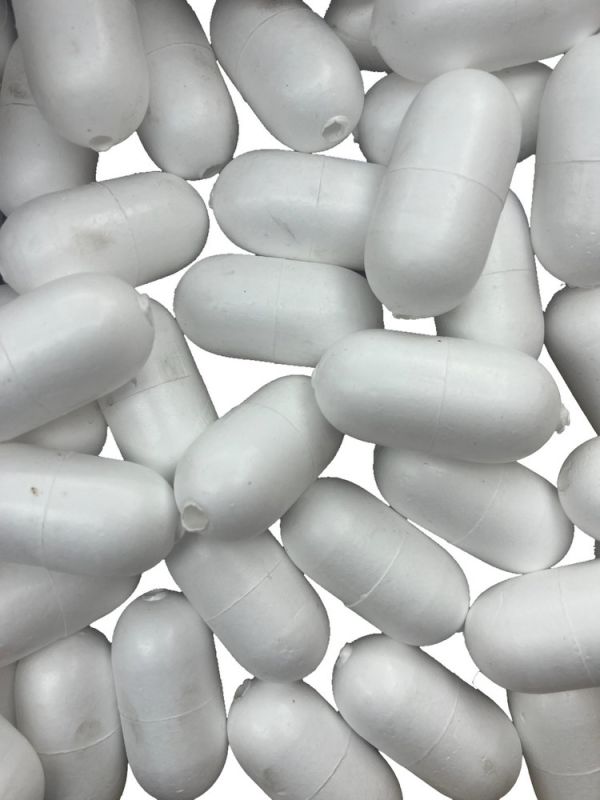 Поплавок для рибальських сіток №8 - Ø30 мм - L 58 мм - Отвір Ø6 мм - Білий