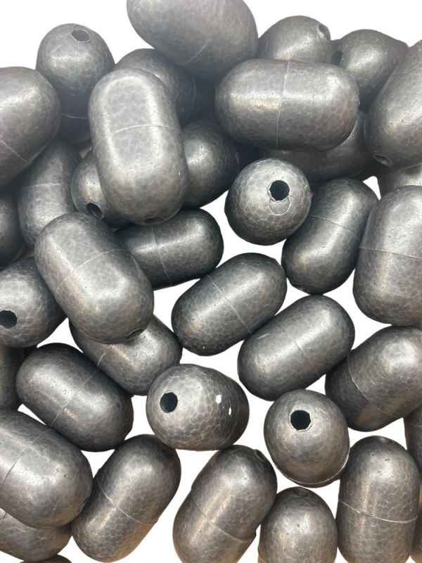 Сетевой поплавок №10К - Ø33 мм - L58 мм - Отверстие Ø8 - Чёрный крашеный