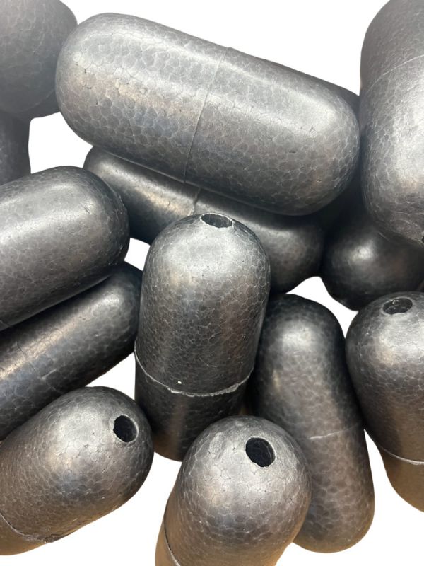 Сетевой поплавок №13К - Ø45 мм - L110 мм - Отверстие Ø10 - Чёрный крашеный