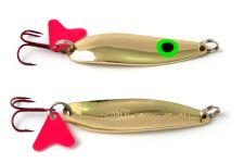 Блесна Spinnex Krocodile - Колеблющаяся - 16 г - Глаза зеленые - Золото
