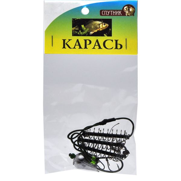Готова снасть Вбивця карася - Супутник №1 - Гачок №5 - 15 г - Годівниця нержавіюча сталь - Пружини маленькі