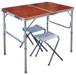 Стол + 2 стула - 60x90 - Коричневый (туристический для кемпинга и пикника)