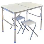 Стол + 2 стула - 60x90 - Белый (туристический для кемпинга и пикника)