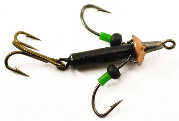 Мормишка Вольфрамова Володимирська "Стрекоза" (2 плаваючих гачка + трійник) м/к - 2 мм - 0.5 г - Арт.61