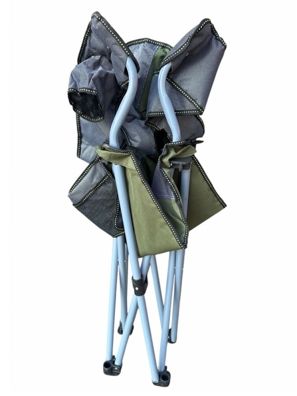 Стілець посилений зі спинкою та підлокітниками Megastrike "Зонт" - SH9-3-34 - Зелено-сірий - 60х55х98 см