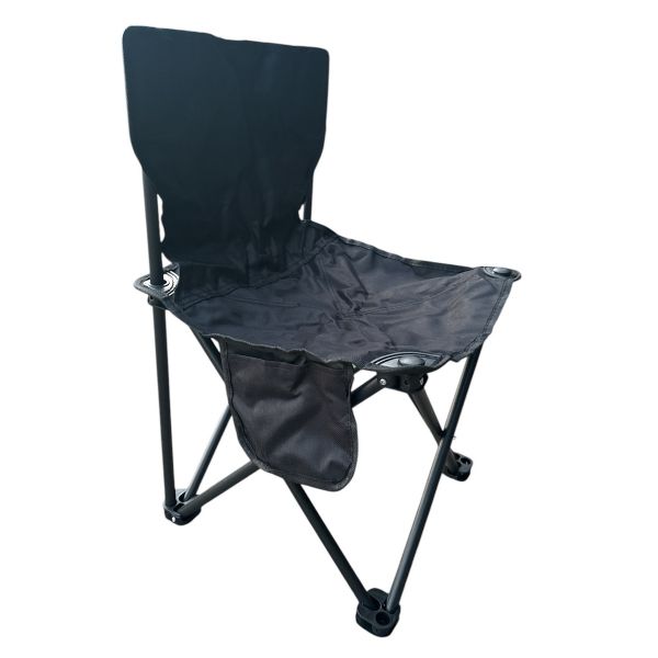 Стул "Зонт" туристический со спинкой и боковым карманом Megastrike - SH9-3-16 - 35x35x55 см - Чёрный