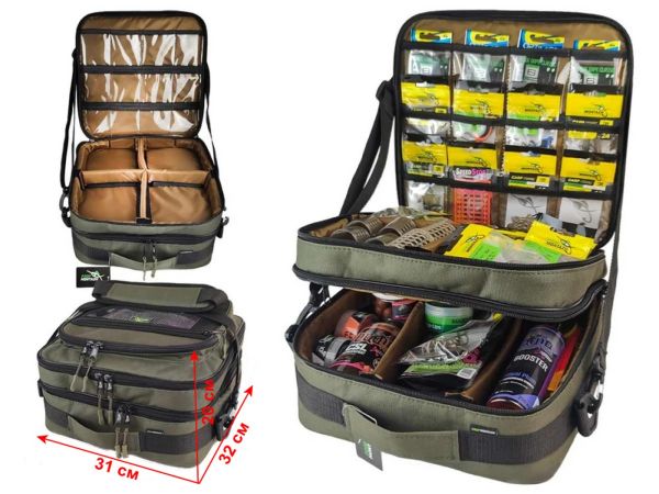 Двойная сумка Twin Point для снастей и аксессуаров - ПрофМонтаж - 2 яруса - 31х32х20 см - Хаки