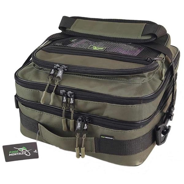 Двойная сумка Twin Point для снастей и аксессуаров - ПрофМонтаж - 2 яруса - 31х32х20 см - Хаки