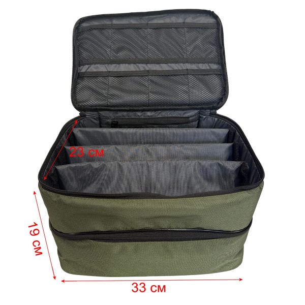 Сумка Molitrix для оснасток та технопланктону на товстолоба - Подвійна - 33x23x19 см - Олива