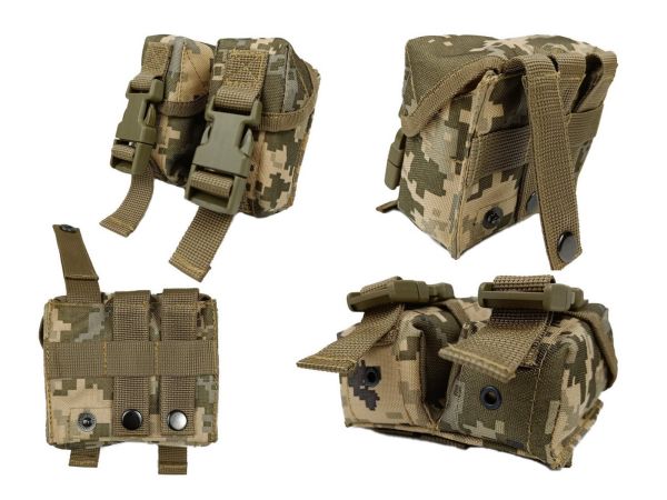 Сумка-підсумок бойова гранатна подвійна СПБ-Г - Вид 5 - Піксель ЗСУ ММ-14 - Закритого типу