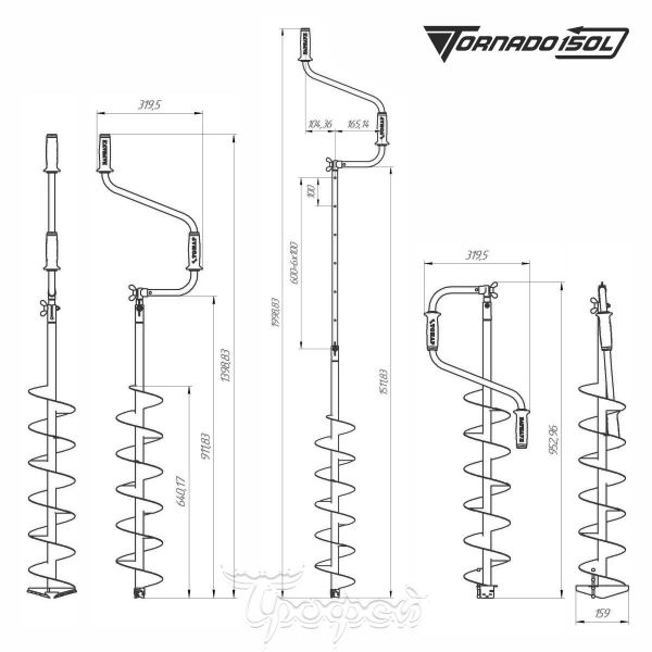 Ледобур Барнаульский Тонар "ТОРНАДО-М2" - 150 мм - Левое вращение - С чехлом