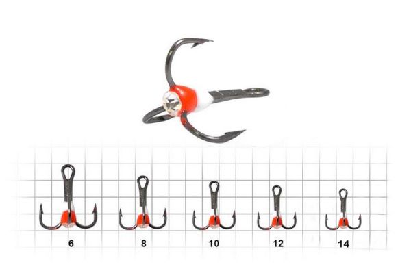 Трійник з краплею Fishing ROI WR - Біло-червоний - 25 шт/уп