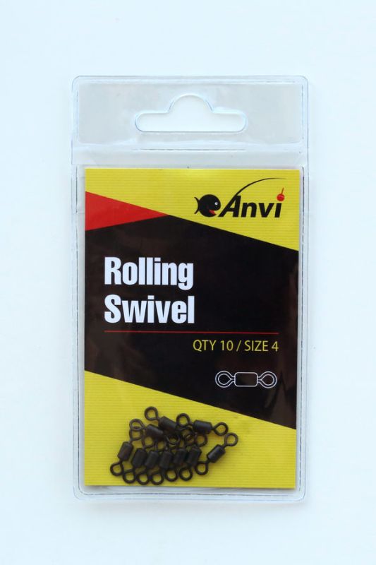 Вертлюг классический Anvi Rolling Swivel - Размер 4 - Черный матовый - 10 шт/уп