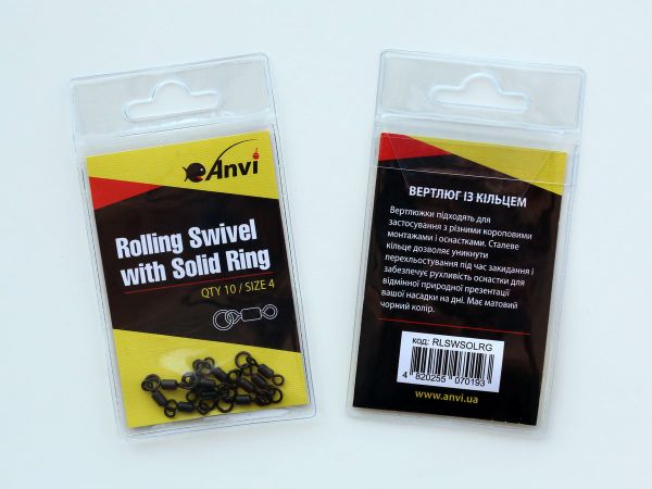 Вертлюг з кільцем Anvi Rolling Swivel with Solid Ring - Розмір 4 - Чорний матовий - 10 шт/уп