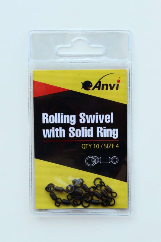Вертлюг з кільцем Anvi Rolling Swivel with Solid Ring - Розмір 4 - Чорний матовий - 10 шт/уп