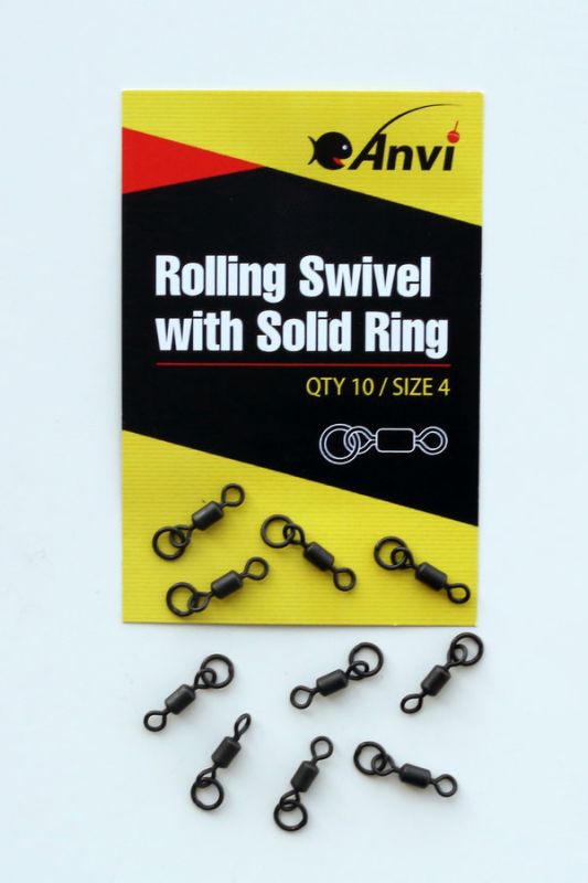 Вертлюг з кільцем Anvi Rolling Swivel with Solid Ring - Розмір 4 - Чорний матовий - 10 шт/уп