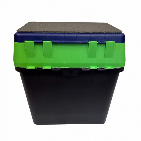 Ящик для зимової риболовлі - 18 л - 35x39x18 см - Чорно-синьо-салатовий