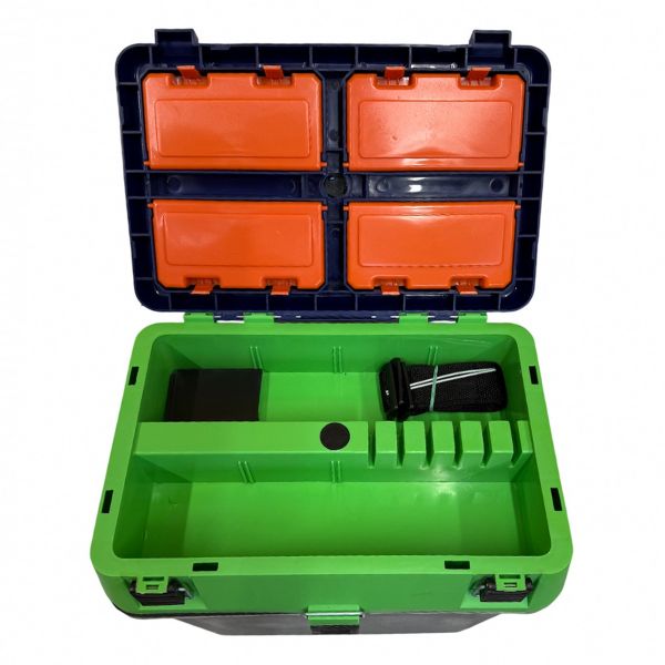 Ящик для зимової риболовлі - 18 л - 35x39x18 см - Чорно-синьо-салатовий