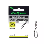 Застібка з вертлюгом Kalipso Snap American with swivel 2011 - 2/0BN - №2/0 - Чорний нікель - 40 кг - Сталь - 4 шт/уп